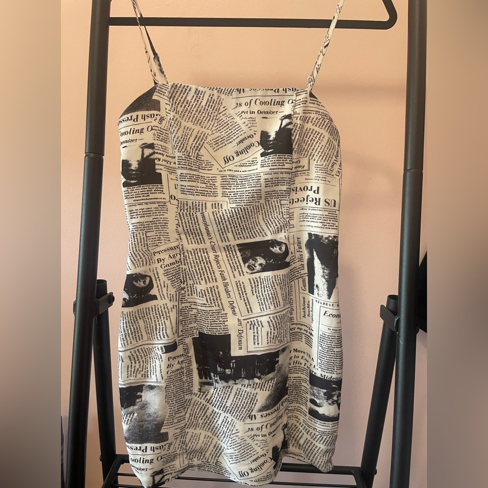 Super down Newspaper Print mini dress size S